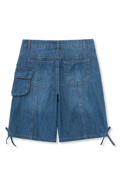 Shop Truce Kids' Cotton Denim Utility Bermuda Shorts In Blue