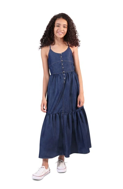 Shop Truce Kids' Denim Maxi Dress In Blue