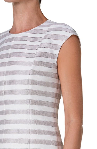 Shop Akris Punto Texture Stripe A-line Dress In Flax-cream
