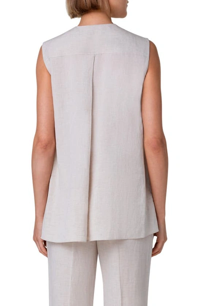 Akris Punto Microstripe Tela Linen Tunic Blouse In Flax