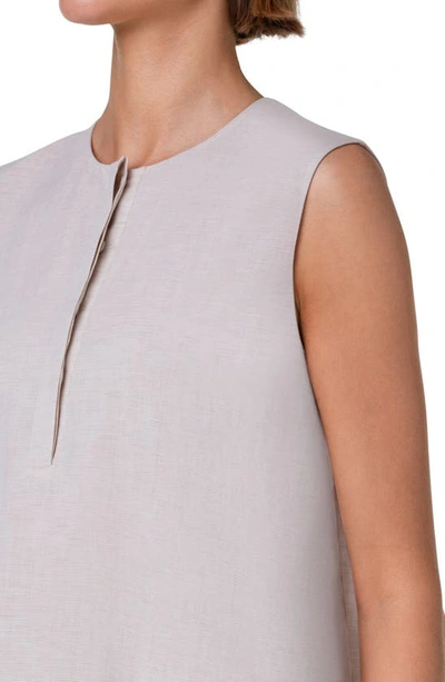 Akris Punto Microstripe Tela Linen Tunic Blouse In Flax