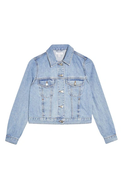 Shop Topshop Tilda Crop Denim Jacket In Light Blue