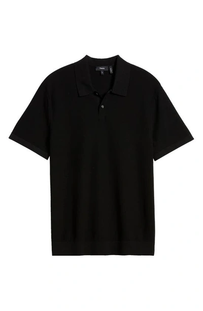 Shop Theory Goris Lightweight Knit Polo Shirt In Black