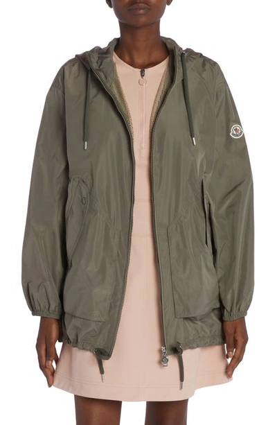 Shop Moncler Melia Hooded Parka In Smokey Olive