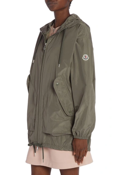 Shop Moncler Melia Hooded Parka In Smokey Olive