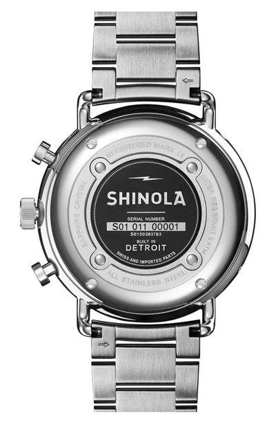 Shop Shinola The Canfield Sport Chronograph Ceramic Bracelet Watch, 45mm In White/ Stainless Steel
