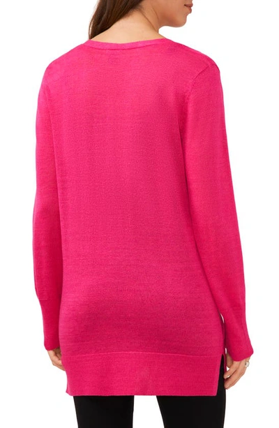Shop Halogen Side Slit Cardigan In Magenta Pink