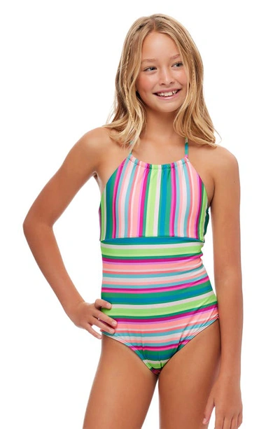 Shop Beach Lingo Kids' Halter One-piece Swimsuit In Green Multi