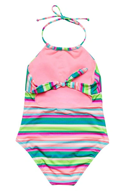 Shop Beach Lingo Kids' Halter One-piece Swimsuit In Green Multi