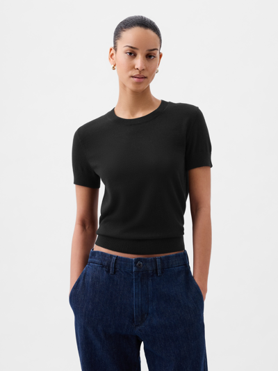 Shop Gap Lightweight Cashsoft Cropped Sweater In Black