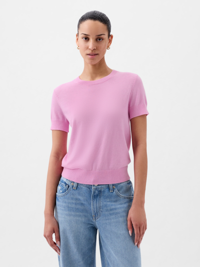 Shop Gap Lightweight Cashsoft Cropped Sweater In Sugar Pink
