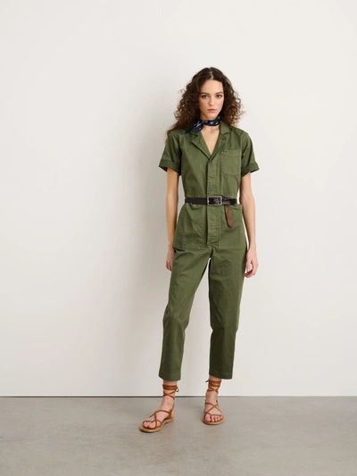 Shop Alex Mill Standard Short Sleeve Jumpsuit In Faded Olive