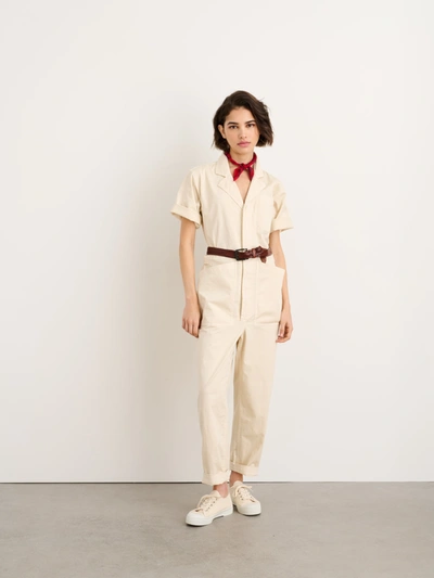 Shop Alex Mill Standard Short Sleeve Jumpsuit In Oatmilk