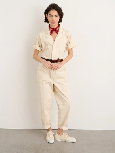 Shop Alex Mill Standard Short Sleeve Jumpsuit In Oatmilk