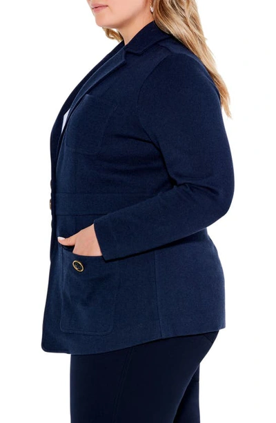 Nic + Zoe Editor Knit Blazer In Dark Indigo