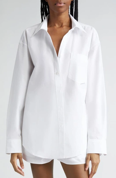 Alexander Wang Oversize Boyfriend Button-up Shirt In White