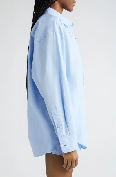 Alexander Wang Oversize Boyfriend Button-up Shirt In Chambray Blue