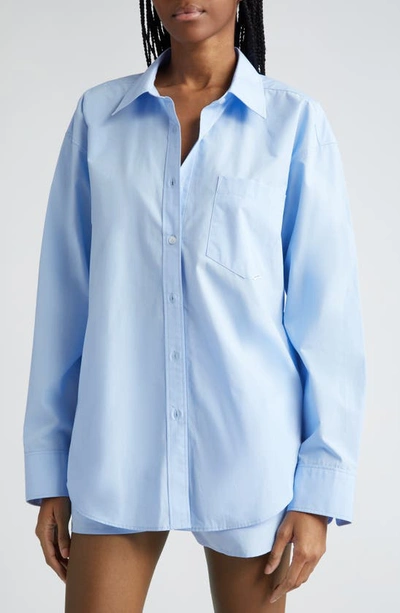 Alexander Wang Oversize Boyfriend Button-up Shirt In Chambray Blue