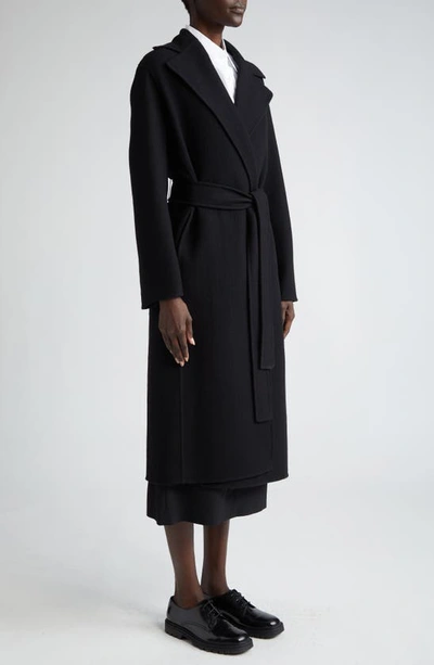 Shop The Row Malika Double Face Wool Blend Felt Wrap Coat In Black