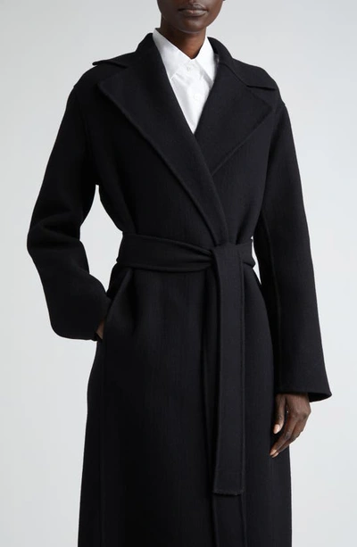 Shop The Row Malika Double Face Wool Blend Felt Wrap Coat In Black