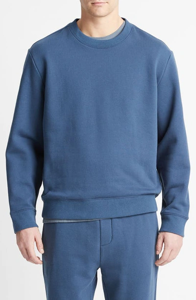Shop Vince Cotton Blend Fleece Sweatshirt In Deep Indigo