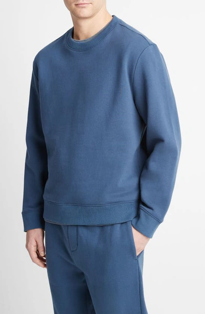 Shop Vince Cotton Blend Fleece Sweatshirt In Deep Indigo