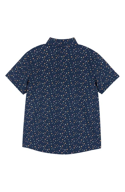 Shop Andy & Evan Kids' Floral Short Sleeve Cotton Button-up Shirt In Navy Floral