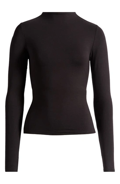 Shop Naked Wardrobe Smooth As Butter Mock Neck Top In Black