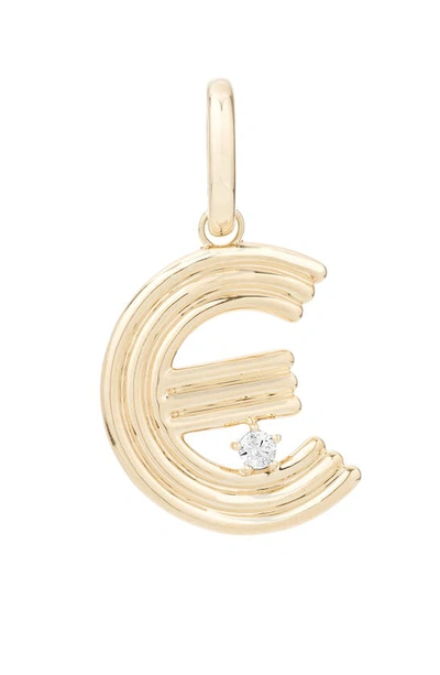 Shop Adina Reyter Groovy Initial Diamond Pendant Charm In Yellow Gold - E