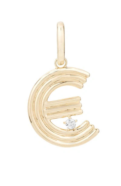 Adina Reyter 14k Yellow Gold Diamond Accent Groovy Initial E Hinged Pendant In Yellow Gold - E