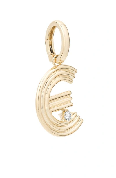 Shop Adina Reyter Groovy Initial Diamond Pendant Charm In Yellow Gold - E