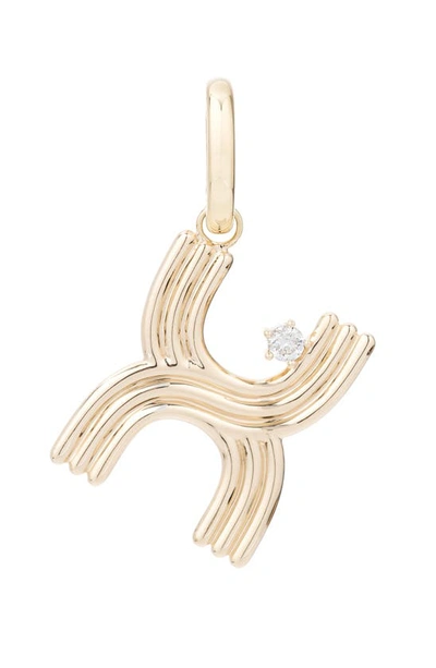 Shop Adina Reyter Groovy Initial Diamond Pendant Charm In Yellow Gold - X