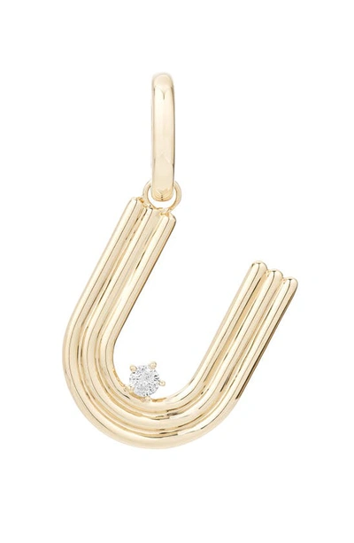Shop Adina Reyter Groovy Initial Diamond Pendant Charm In Yellow Gold - U