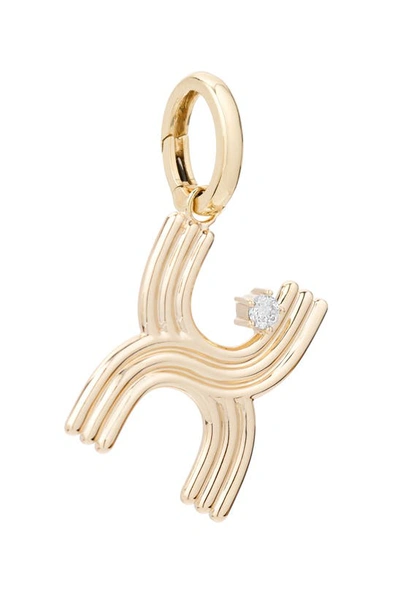 Shop Adina Reyter Groovy Initial Diamond Pendant Charm In Yellow Gold - X