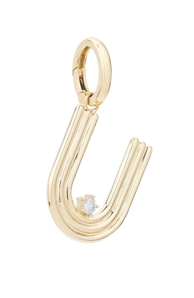 Adina Reyter Groovy Initial Diamond Pendant Charm In Yellow Gold - U