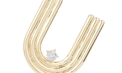 Adina Reyter Groovy Initial Diamond Pendant Charm In Yellow Gold - U