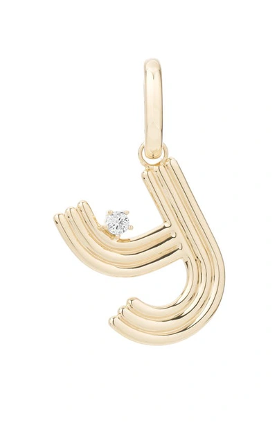 Shop Adina Reyter Groovy Initial Diamond Pendant Charm In Yellow Gold - Y