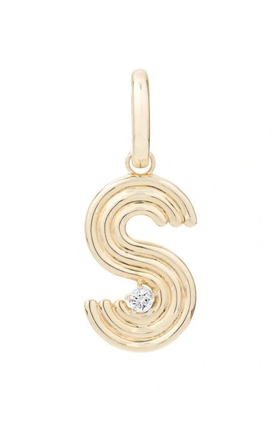 Adina Reyter Groovy Diamond Initial Hinged Charm In Yellow Gold - S