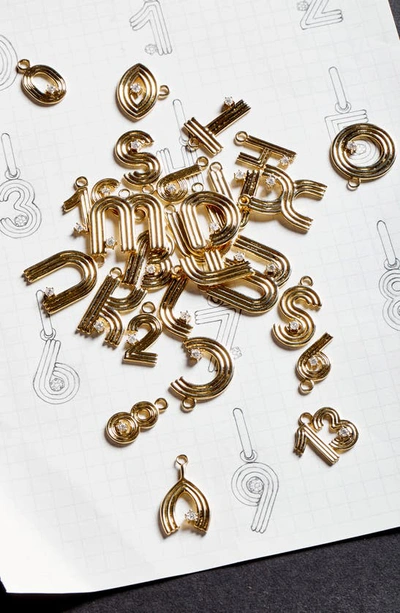 Adina Reyter Groovy Diamond Initial Hinged Charm In Yellow Gold - S