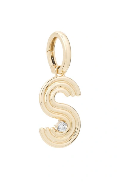 Adina Reyter Groovy Diamond Initial Hinged Charm In Yellow Gold - S