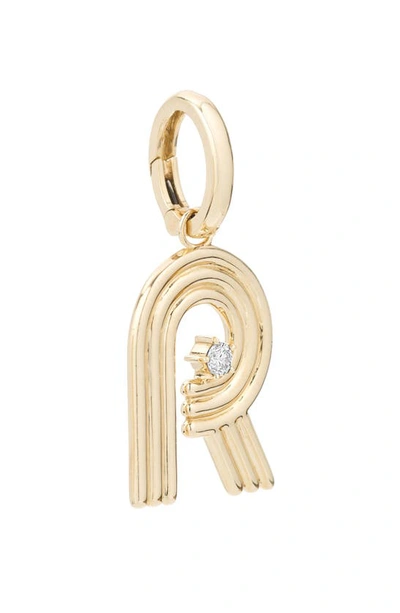 Adina Reyter 14k Yellow Gold Diamond Accent Groovy Initial R Hinged Pendant In Yellow Gold - R