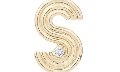 Shop Adina Reyter Groovy Initial Diamond Pendant Charm In Yellow Gold - S