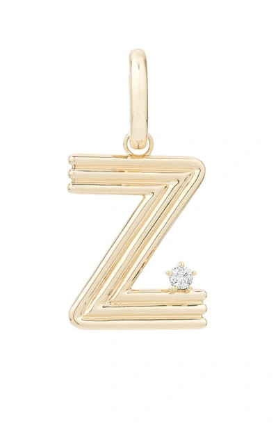 Shop Adina Reyter Groovy Initial Diamond Pendant Charm In Yellow Gold - Z
