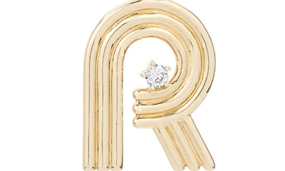 Shop Adina Reyter Groovy Initial Diamond Pendant Charm In Yellow Gold - R