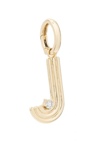 Shop Adina Reyter Groovy Initial Diamond Pendant Charm In Yellow Gold - J