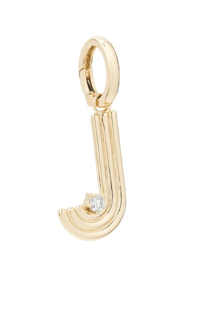 Adina Reyter 14k Yellow Gold Groovy Diamond Initial Pendant In Yellow Gold - J