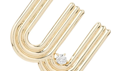 Shop Adina Reyter Groovy Initial Diamond Pendant Charm In Yellow Gold - W