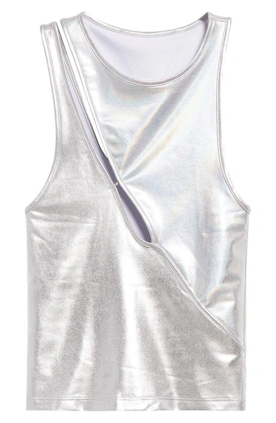 Shop K.ngsley Gender Inclusive Metallic R3 Cutout Tank In Silver