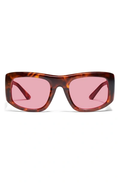 Shop Quay X Guizio Uniform 53mm Square Sunglasses In Brown Tortoise / Rose