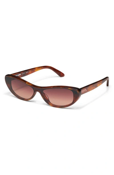 Shop Quay X Guizio Slate 37mm Gradient Cat Eye Sunglasses In Tortoise Dark Brown